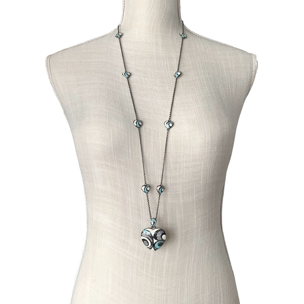 Lauren G Adams Enamel and Pave Swirl Heart Pendant
